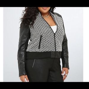 JACQUARD KNIT MOTO BOMBER TORRID
